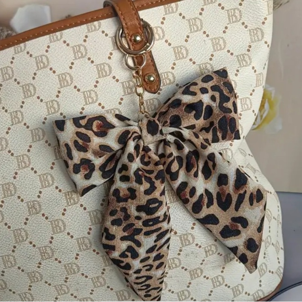 Elegant Beige and Brown Bag Charm Keychain